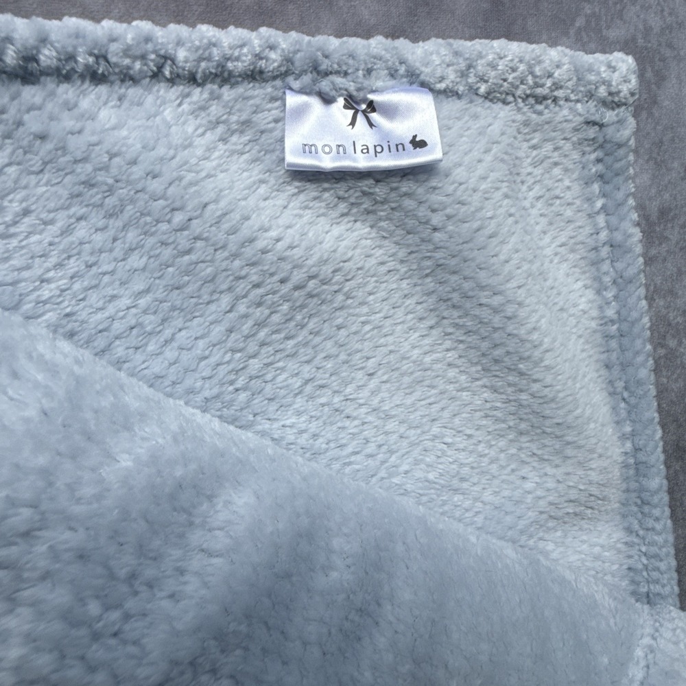 Mon Lapin Baby Blanket Solid Blue Diamond Embossed Soft Plush Lovey 30x40"
